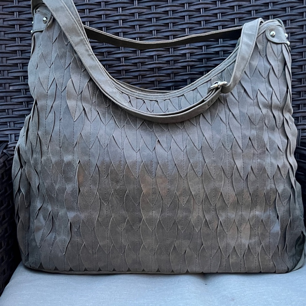 EUC Chocolate Textured Gray Shoulder Crossbody Bag